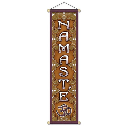 Very pretty vertical banners, 3 models of 15x60 or 30x120 centimeters, with motifs of the 7 chakras, Namasté or prayer 'OMPH' (Om Pas Me Hum)... Perfect for doors, walls, rituals, living rooms!...