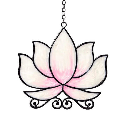 Suspension décorative pour fenêtre en forme de lotus, couleur blanche, 24 x 12 cm - 40 gr. / Superbes effets quand la lumière traverse le verre !