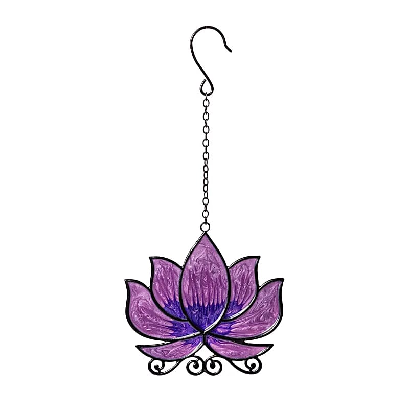 Suspension décorative pour fenêtre en forme de lotus, couleur violette, 24 x 12 cm - 40 gr. / Superbes effets quand la lumière traverse le verre !