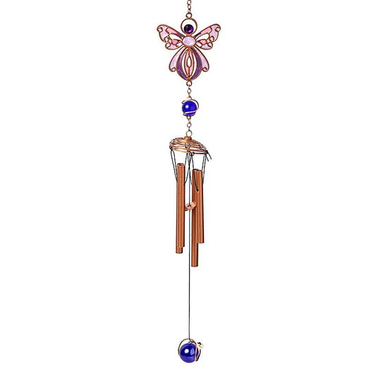 Carillon décoratif 'Ange' en verre avec des tubes métalliques suspendus ! 50 centimètres de long x 6 - 90 grammes. Très beau design, parfait !