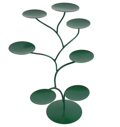 Metal stands measuring 32 centimeters in diameter and 42 centimeters in height. 2 colors to choose from, 'green' or 'gold', with or without 7 candlesticks/7 chakras. Very beautiful set, perfect!