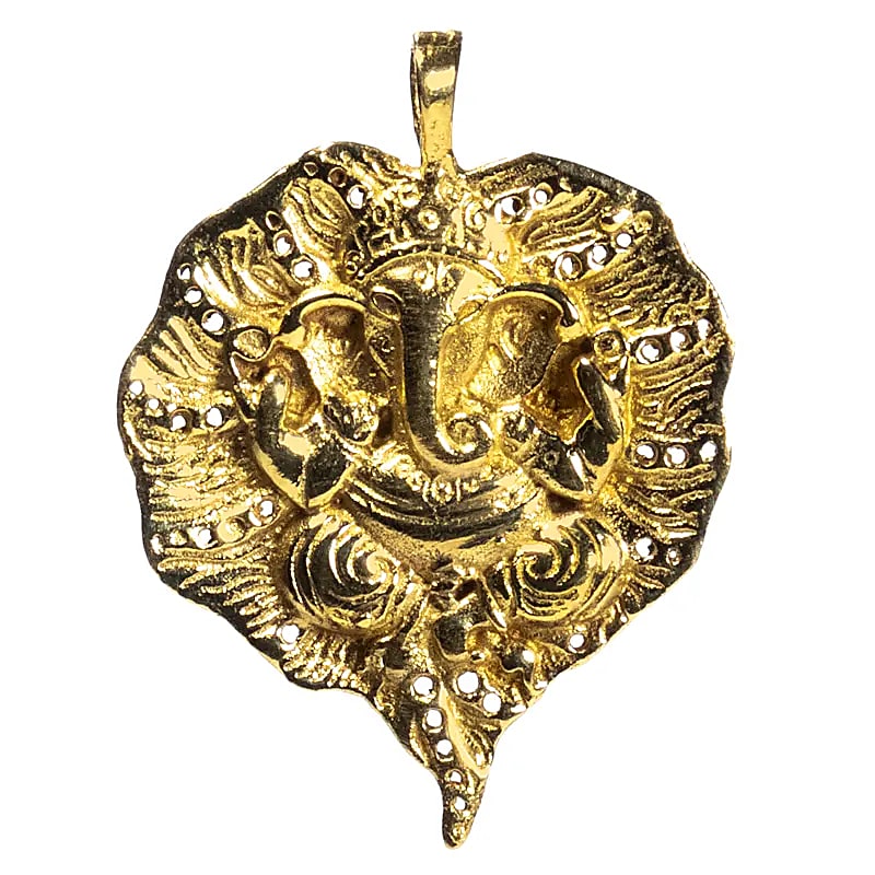 Pendentif du dieu hindou Ganesh (ou Ganesha, Ganapati), également connu sous le nom de Dieu éléphant, le seigneur qui offre bonne chance, prospérité et succès. 4,5 centimètres - 8 grammes / vendu avec cordon réglable en cuir noir !