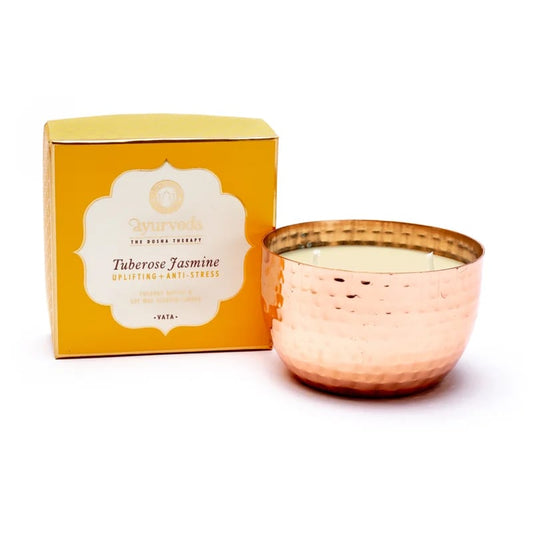 Bougie parfumée Ayurvédique, 6x9 cm - 20H de combustion. Kapha Sauge et menthe - nettoyant et rechargeant Beurre de coco et cire de soja Moins de fumée et de suie grâce à la mèche en coton Aux huiles essentielles naturelles
