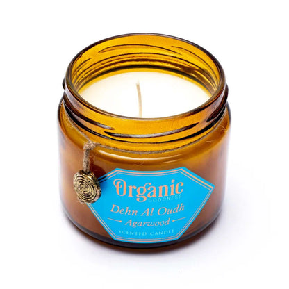 Bougie de chez 'Goodness', en cire de soja naturelle avec mèche en coton sans plomb. 4 Parfums au choix ! Dimensions : 10 x 9 cm - 200gr. +/- 55H de combustion.