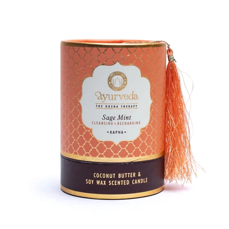 Bougie ayurvédique au beurre de coco et cire de soja de haute qualité, parfumée avec les meilleures huiles essentielles. 8x7x7cm - 155 gr. - ±55H de combustion. Moins de fumée et de suie grâce à la mèche en coton !