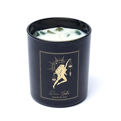Bougies 'd'intentions' aux huiles essentielles et avec *** pierres précieuses *** de chez 'Song of India'. 20 ou 80H de combustion ! Lorsque la bougie brûle, les pierres précieuses coulent avec la cire, une fois terminée, vous conserver les pierres !