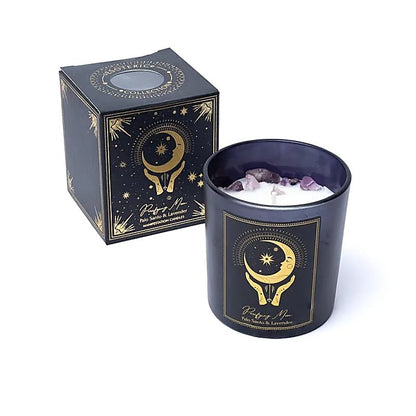 Bougies 'd'intentions' aux huiles essentielles et avec *** pierres précieuses *** de chez 'Song of India'. 20 ou 80H de combustion ! Lorsque la bougie brûle, les pierres précieuses coulent avec la cire, une fois terminée, vous conserver les pierres !