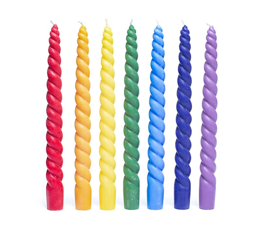 Bougies à la cire 100% végétale, coniques. En couleurs mais non parfumée. 23x2.2 centimètres - Temps de combustion: 8-9 heures !