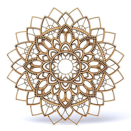 Plaque de rechargement/ décoration murale, en bois de 25 centimètres x 9 millimètres d'épaisseur, ornées du motif délicat d'un mandala. Chaque plaque est soigneusement conçue pour allier esthétisme et fonctionnalité !