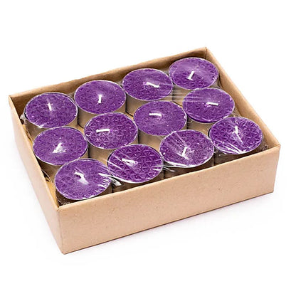 Bougies chauffe-plat parfumées à la cire 80% végétale et 20% huile de coco. Pack de 24 bougies, 3,8x2 centimètres - Temps de combustion: 5 à 6 heures !