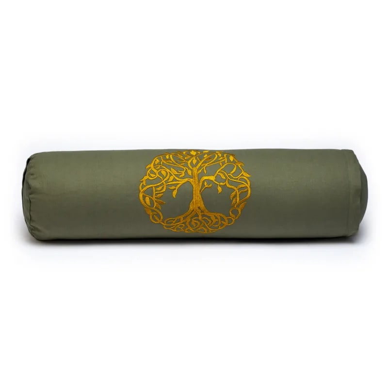 Coussin/ Bolster/ Traversin de Yoga ou Méditation en coton, de 60 centimètres de longueur x 16 de diamètre - 2,365 kilogrammes. Housses extérieures en coton ! Les housses intérieures sont remplis de graines de Sarrasin !