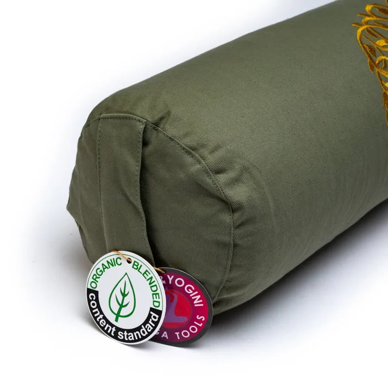 Coussin/ Bolster/ Traversin de Yoga ou Méditation en coton, de 60 centimètres de longueur x 16 de diamètre - 2,365 kilogrammes. Housses extérieures en coton ! Les housses intérieures sont remplis de graines de Sarrasin !