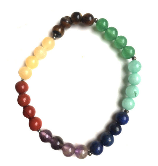 '7 chakras' bracelets, 2 models to choose from in 6 or 8 millimeter beads, length to choose from 17 to 21 centimeters! Very beautiful quality of beads, perfect!