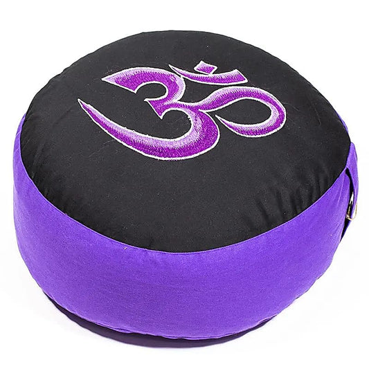 Meditation or Yoga Cushion with Om motif, 33 centimeters in diameter x 13 centimeters in height. 2300 grams. From Yogi &amp; Yogini, made in India!