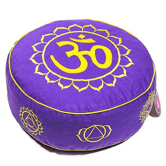 Meditation or OM cushion. Size: 33 centimeters in diameter x 13 centimeters in height. 2300 grams. From Yogi &amp; Yogini, made in India!