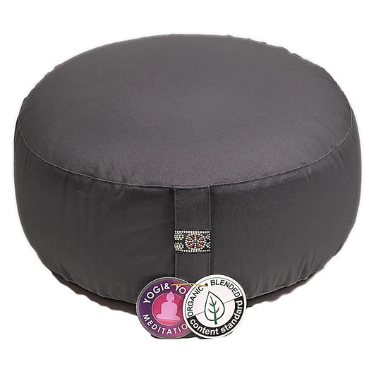 Coussin de Méditation/ Yoga, en coton biologique (OCS). 33 centimètres de diamètre x 17 centimètres de hauteur. 2300 grammes. De chez Yogi & Yogini, fait en Inde !