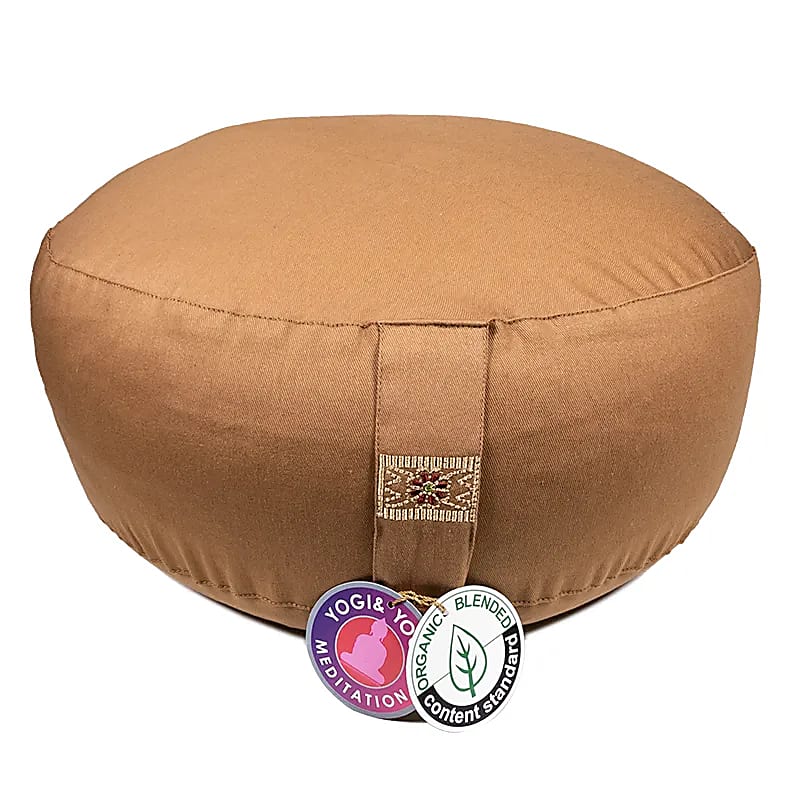 Coussin de Méditation/ Yoga, en coton biologique (OCS). 33 centimètres de diamètre x 17 centimètres de hauteur. 2300 grammes. De chez Yogi & Yogini, fait en Inde !