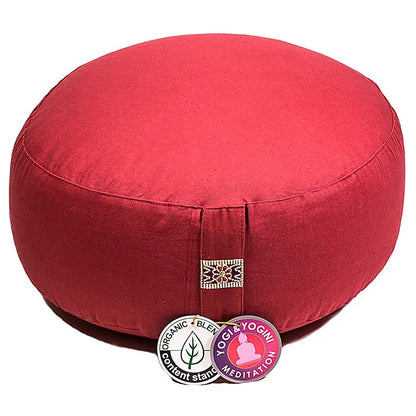 Coussin de Méditation/ Yoga, en coton biologique (OCS). 33 centimètres de diamètre x 17 centimètres de hauteur. 2300 grammes. De chez Yogi & Yogini, fait en Inde !