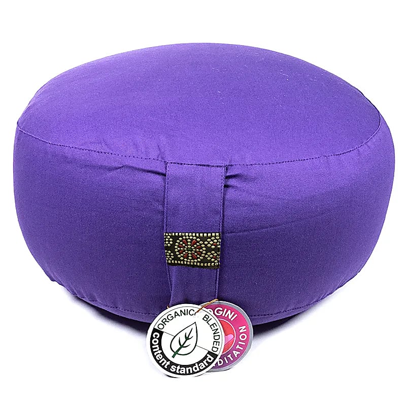 Coussin de Méditation/ Yoga, en coton biologique (OCS). 33 centimètres de diamètre x 17 centimètres de hauteur. 2300 grammes. De chez Yogi & Yogini, fait en Inde !