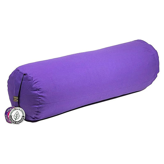 Coussin/ Bolster/ Traversin de Yoga ou Méditation en coton avec le motif du Lotus, de 60 centimètres de longueur x 16 de diamètre - 2,365 kilogrammes. Housse extérieure en coton ! La housse intérieure est remplis de graines de Sarrasin !