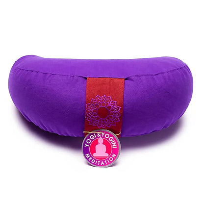 Half-moon yoga or meditation cushions, 33cm in diameter x 13cm in height. Cotton outer covers in the colors of the chakras! The inner covers are filled with buckwheat seeds!