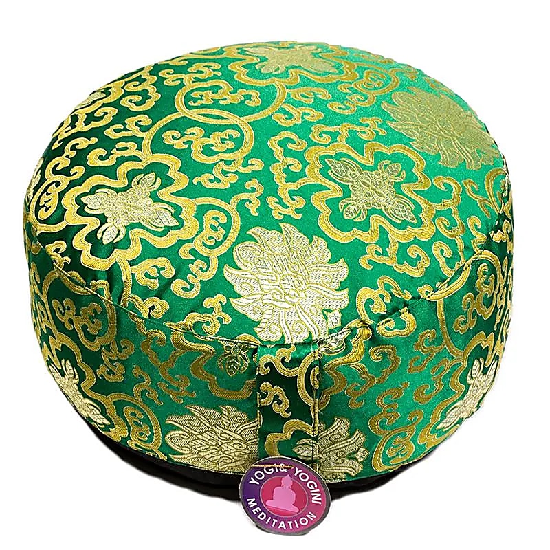 Coussin de Méditation ou de Yoga avec motif du Lotus. Taille 33 centimètres de diamètre x 13 centimètres de hauteur. 2390 grammes. De chez Yogi & Yogini, fait en Inde !