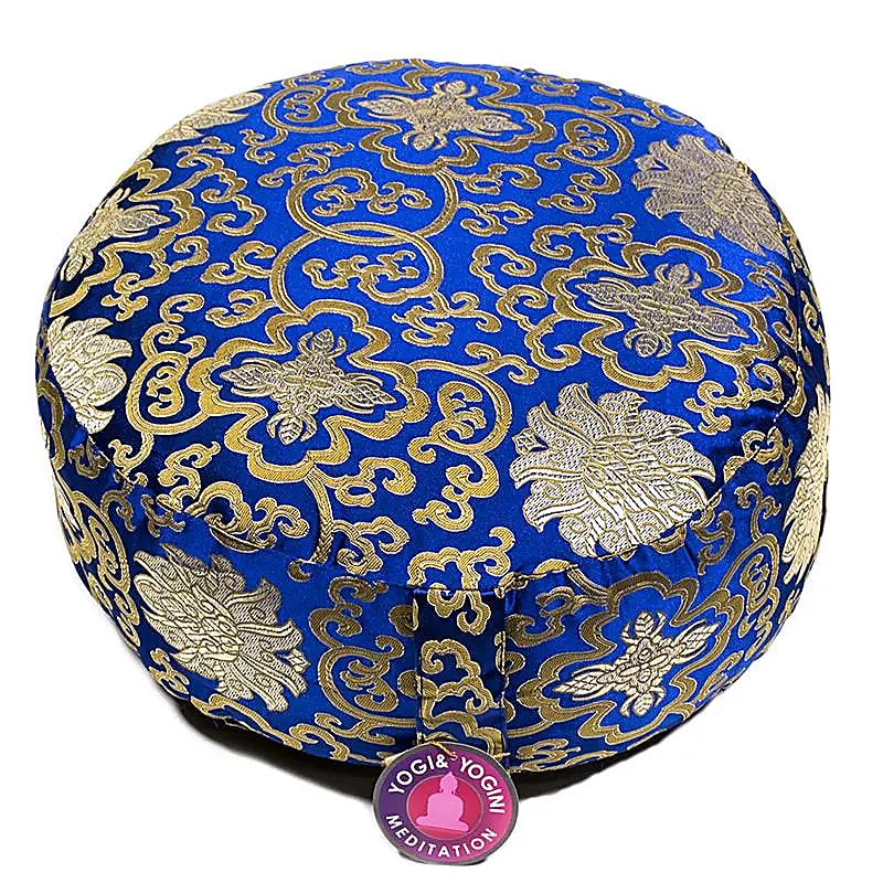 Coussin de Méditation ou de Yoga avec motif du Lotus. Taille 33 centimètres de diamètre x 13 centimètres de hauteur. 2390 grammes. De chez Yogi & Yogini, fait en Inde !