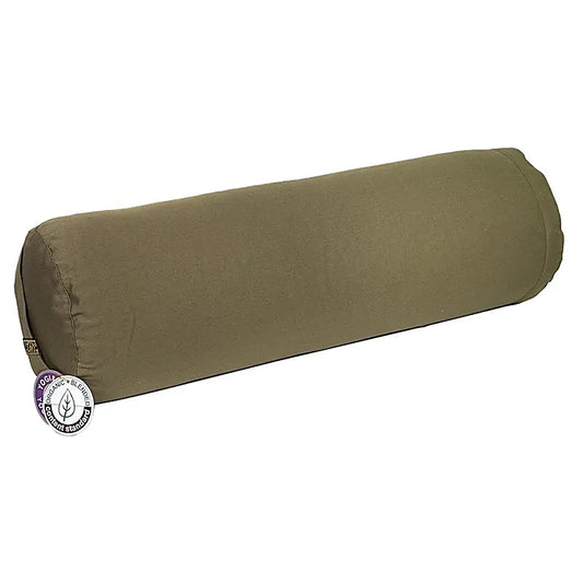 Coussin/ Bolster/ Traversin de Yoga ou Méditation en coton avec le motif du Lotus, de 60 centimètres de longueur x 16 de diamètre - 2,365 kilogrammes. Housse extérieure en coton ! La housse intérieure est remplis de graines de Sarrasin !