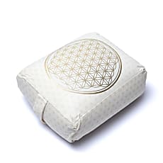 Meditation and yoga cushions/bolsters, 38x28x13 cm, with a flower of life motif, made from organic cotton (OCS). Made in India by Yogi &amp; Yogini!