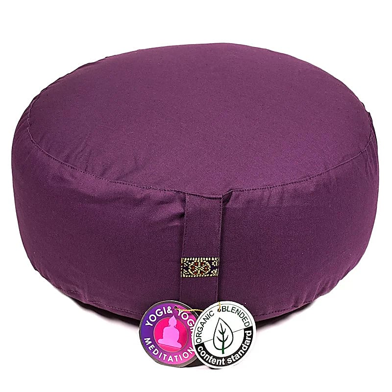 Coussin de Méditation/ Yoga, en coton biologique (OCS). 33 centimètres de diamètre x 17 centimètres de hauteur. 2300 grammes. De chez Yogi & Yogini, fait en Inde !
