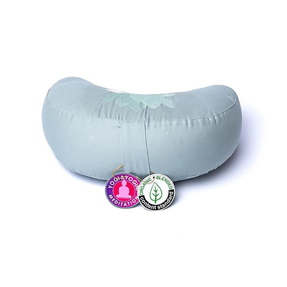 Coussin 'demi-lune' de Yoga ou Méditation en coton, de 37cm x 17 x 13 de hauteur - 1,100 kilogrammes. Housses extérieures en coton ! Les housses intérieures sont remplis de graines de Sarrasin !
