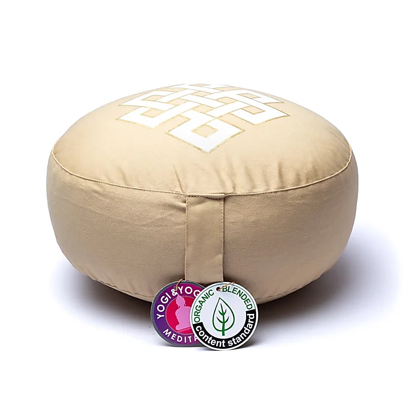 Coussins de Méditation/ Yoga, en coton biologique (OCS). 33 centimètres de diamètre x 17 centimètres de hauteur. 2100 grammes. De chez Yogi & Yogini, fait en Inde !