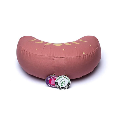 Coussin 'demi-lune' de Yoga ou Méditation en coton, de 37cm x 17 x 13 de hauteur - 1,100 kilogrammes. Housses extérieures en coton ! Les housses intérieures sont remplis de graines de Sarrasin !