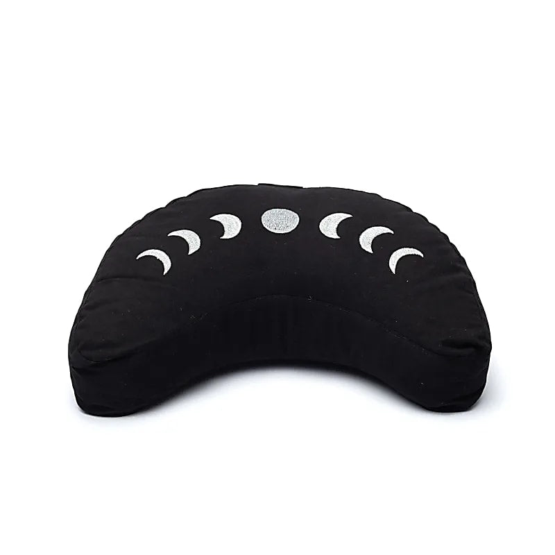 Coussin 'demi-lune' de Yoga ou Méditation en coton, de 33cm x 13 de hauteur - 1,170 kilogrammes. Housses extérieures en coton ! Les housses intérieures sont remplis de graines de Sarrasin !