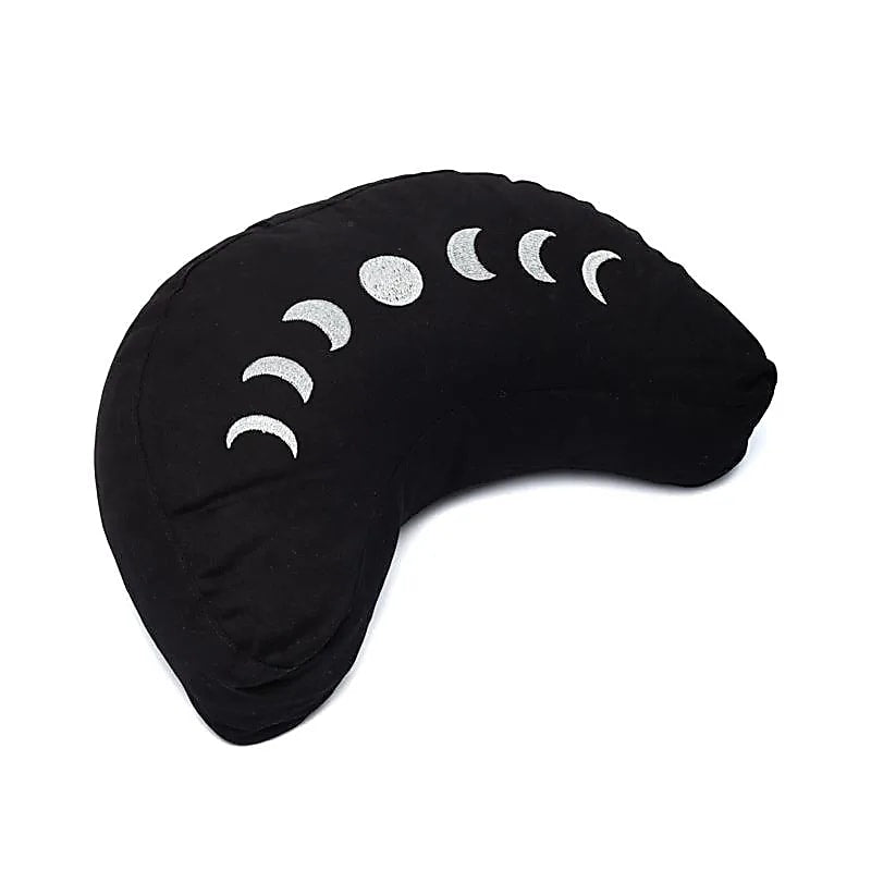 Coussin 'demi-lune' de Yoga ou Méditation en coton, de 33cm x 13 de hauteur - 1,170 kilogrammes. Housses extérieures en coton ! Les housses intérieures sont remplis de graines de Sarrasin !