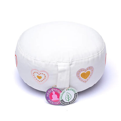 Coussins de Méditation/ Yoga, en coton biologique (OCS). 33 centimètres de diamètre x 17 centimètres de hauteur. 2100 grammes. De chez Yogi & Yogini, fait en Inde !