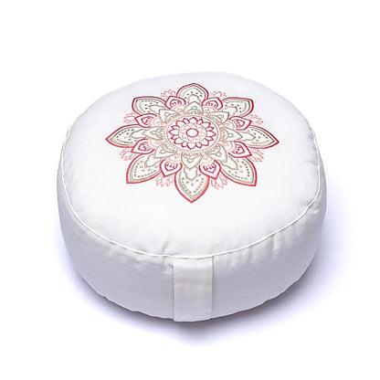 Coussin de Méditation/ Yoga avec le dessin d'un Mandala', 33 centimètres de diamètre x 17 centimètres de hauteur. 2300 grammes. De chez Yogi & Yogini, fait en Inde !
