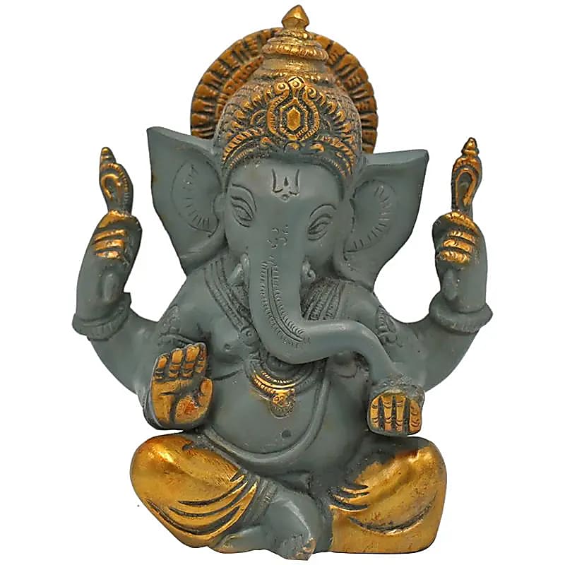 Sélection de Ganesh en métal (laiton), de 5 à 20 centimètres de haut. 2 Modèles avec de vraies pierres sertis. Parfait dans une salle de Méditation, Autel, Collection, Exposition...!