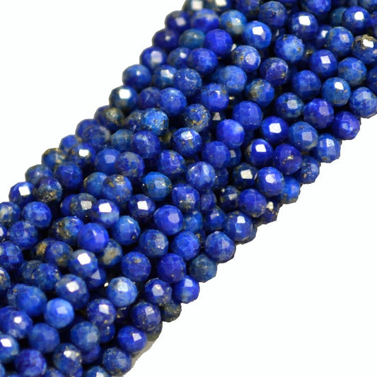 Lapis Lazuli, bracelet de 17 à 21 cm ou en collier de 42 cm. Perle de type 'facetté' de 2/3 millimètres, montées sur fil élastique ou fil d'acier de haute résistance !