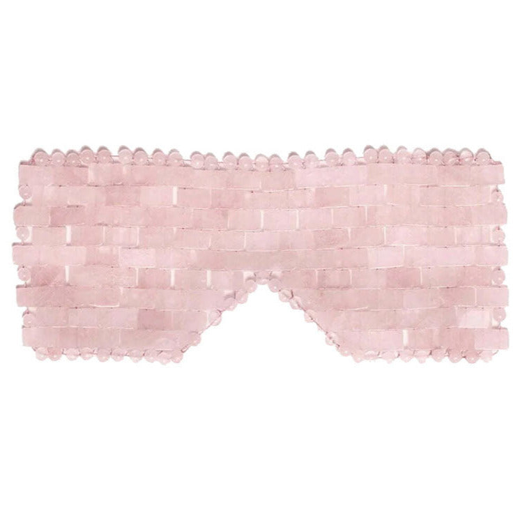 Masque oculaire en pierres naturelles de quartz rose, de 28 x 9 cm !