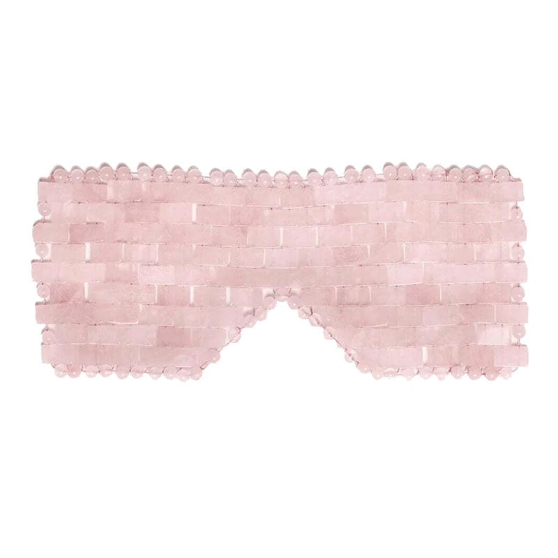 Masque oculaire en pierres naturelles de quartz rose, de 28 x 9 cm !
