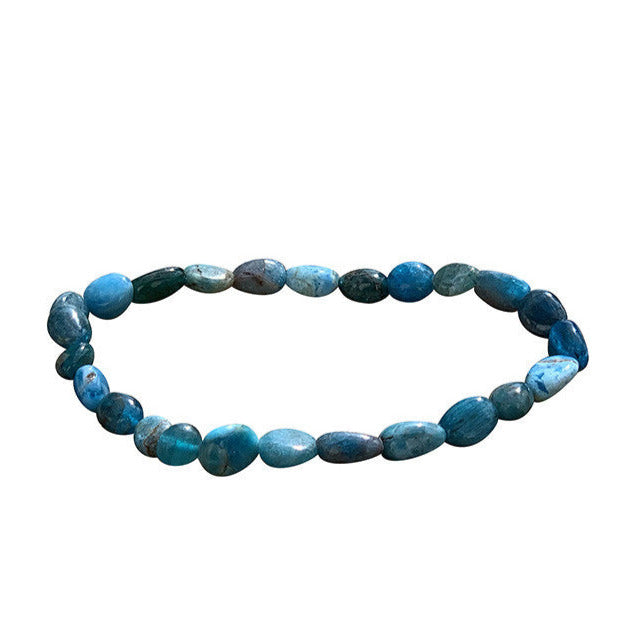Apatite bracelet de 17 à 21cm, collier de 42cm et sautoir de 60cm. Perles de type 'Graine' de formes naturelles montées sur fil de haute résistance !
