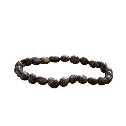 Bronzite, bracelet de 17 à 21cm, collier de 42cm et sautoir de 60cm. Perles de type 'Graine' de formes naturelles montées sur fil de haute résistance !