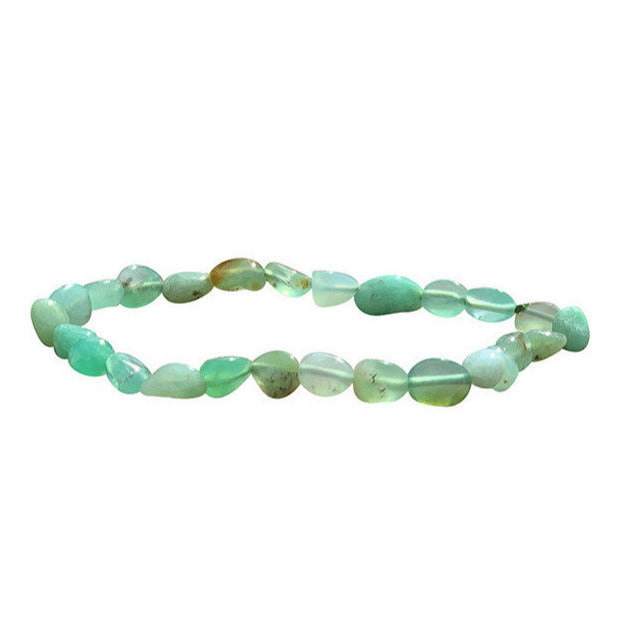 Chrysoprase, bracelet de 17 à 21cm, collier de 42cm et sautoir de 60cm. Perles de type 'Graine' de formes naturelles montées sur fil de haute résistance !