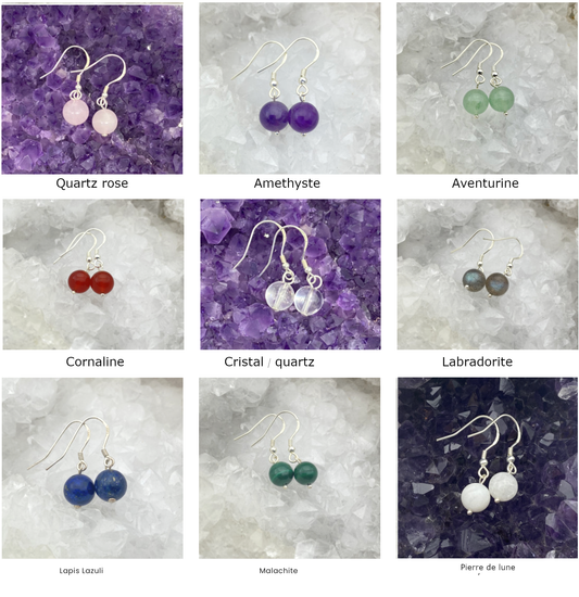 Semi-precious pearl earrings, AA to AA quality, mounted by "Gem &amp; Zen". Sold in 6 or 8 millimeter pearls. 3 finishes: Silver, silver-tone brass or gold-tone + options for choice of mounts, perfect!