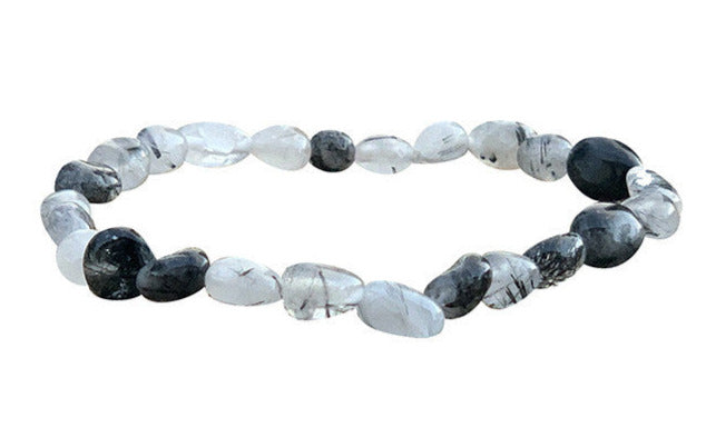 Quartz et Tourmaline, bracelet de 17 à 21cm, collier de 42cm et sautoir de 60cm. Perles de type 'Graine' de formes naturelles montées sur fil de haute résistance !