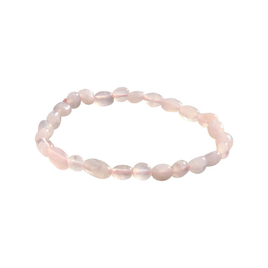 Quartz rose, bracelet de 17 à 21cm, collier de 42cm et sautoir de 60cm. Perles de type 'Graine' de formes naturelles montées sur fil de haute résistance !