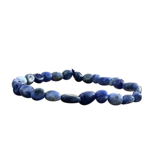 Sodalite, bracelet de 17 à 21cm, collier de 42cm et sautoir de 60cm. Perles de type 'Graine' de formes naturelles montées sur fil de haute résistance !
