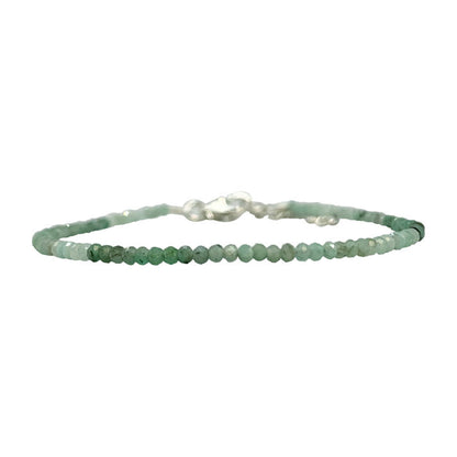 Émeraude - Collier ou bracelet en Argent et perles facettées de 2/3 millimètres. En bracelet de 17 cm ou en collier de 40 cm. Qualité A à AA, superbes perles !