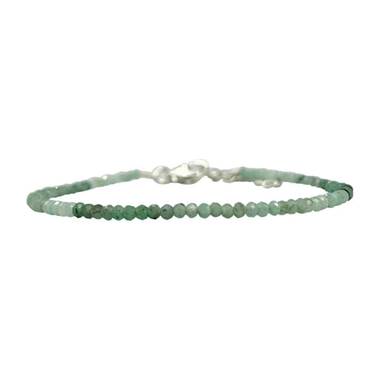 Émeraude - Collier ou bracelet en Argent et perles facettées de 2/3 millimètres. En bracelet de 17 cm ou en collier de 40 cm. Qualité A à AA, superbes perles !